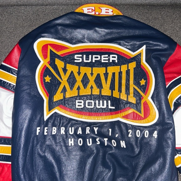 Rare NFL Super Bowl XXXVIII Leather Bomber Jacket - Multicolor XXL 2XL - Picture 3 of 6